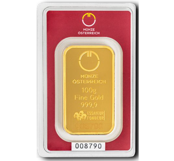100 g Lingot d'or Austrian Mint