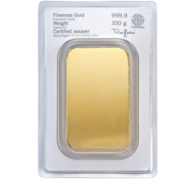 100 g Lingot d'or Heraeus