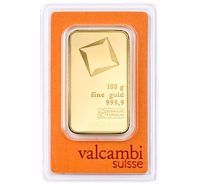 100 g Lingot d'or Valcambi