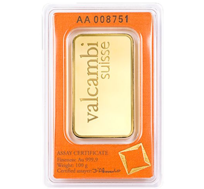 100 g Lingot d'or Valcambi