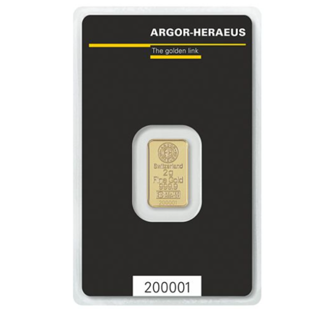 2g Lingot d'or Argor Heraeus
