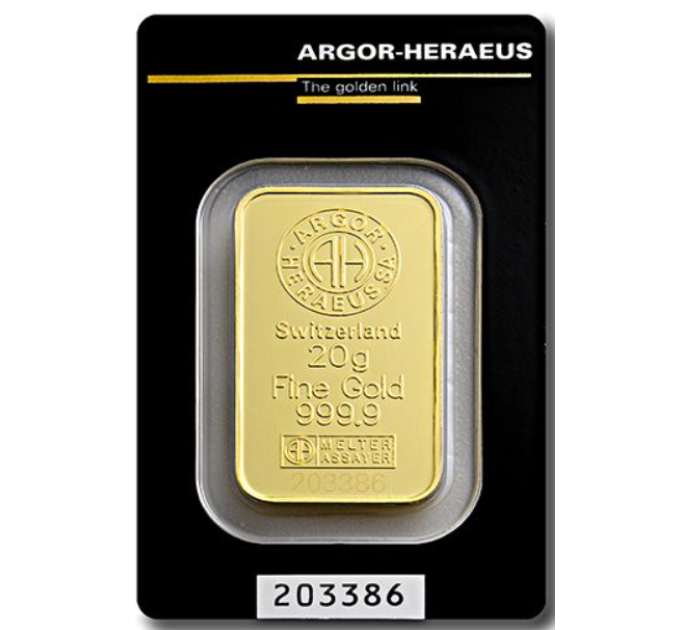 20g Lingot d'or Argor Heraeus