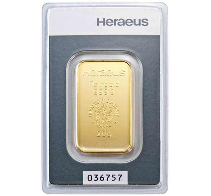20g Lingot d'or Heraeus