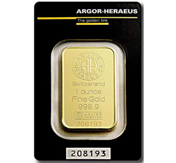 31,1g Lingot d'or Argor Heraeus