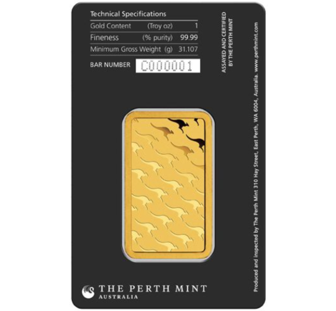 31,1g Lingot d'or Perth Mint