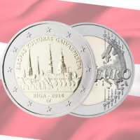 Lettonie 2 euros UNC 2014 - Riga - Capitale européenne de la culture