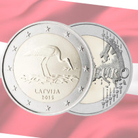 Lettonie 2 euros UNC 2015 - Cigogne