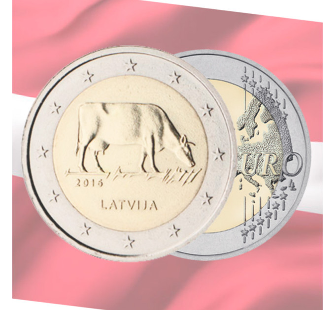 Lettonie 2 euros UNC 2016 - Elevage laitier - Vache