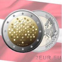 Lettonie 2 euros UNC 2022 - 100 ans Banque de Lettonie