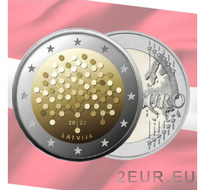 Lettonie 2 euros UNC 2022 - 100 ans Banque de Lettonie