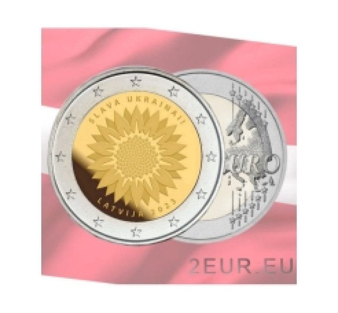Lettonie 2 euros UNC 2023 - Slava Ukrainai