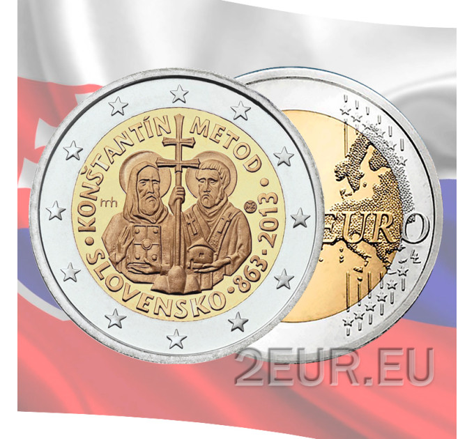 Slovaquie 2 euros UNC 2013 - 1150e anniversaire de l'avènement de saint Cyrille et Méthode en Grande Moravie