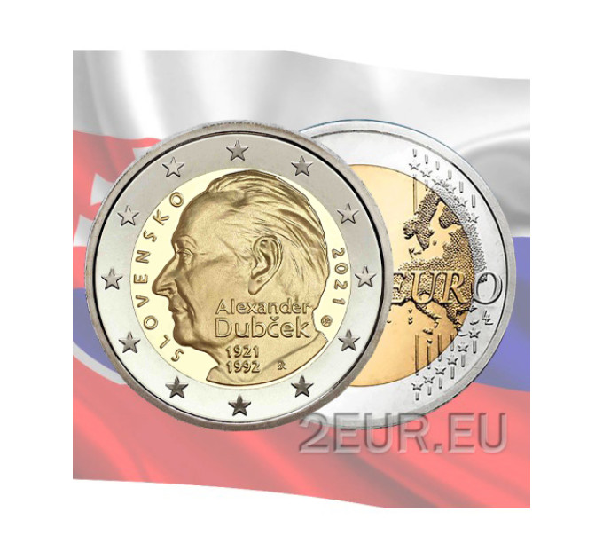 Slovaquie 2 euros UNC 2021 - 100e anniversaire de la naissance d'Alexander Dubchek