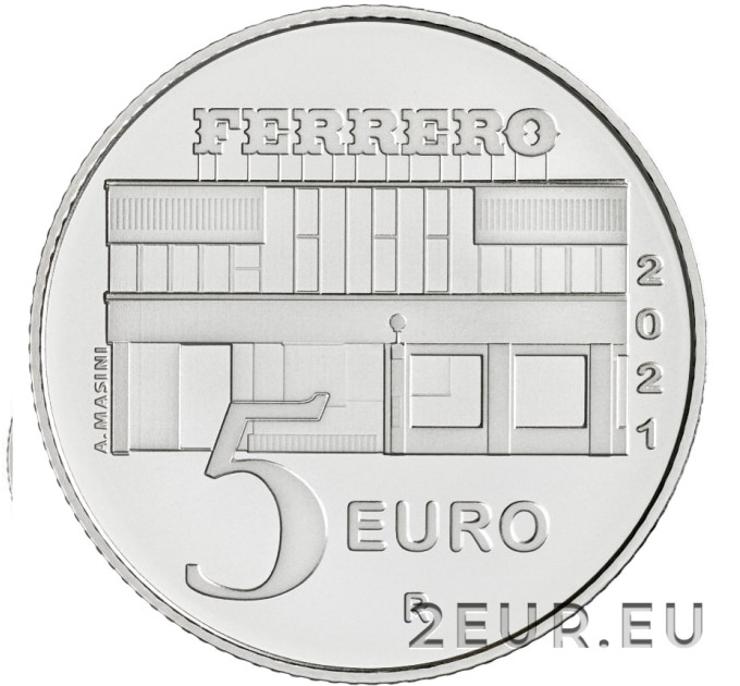 Italie 5 euro Argent BU 2021 - Nutella Green