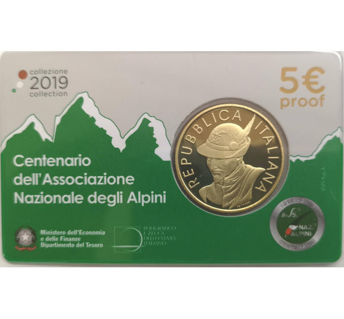 Italie 5 euros argent BU 2019 - Centenaire de l'Association Nationale Alpine