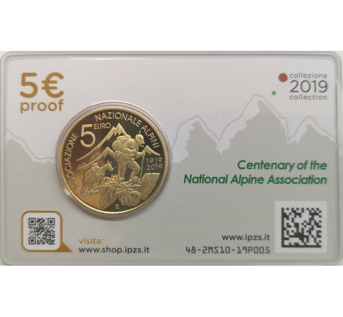 Italie 5 euros argent BU 2019 - Centenaire de l'Association Nationale Alpine