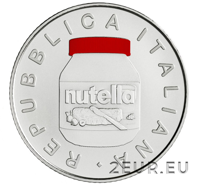 Italie 5 euro argent BU 2021 - Nutella Rouge