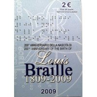 Italie 2 euros BU 2009 - 200e anniversaire de la naissance de Louis Braille