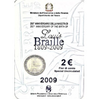 Italie 2 euros BU 2009 - 200e anniversaire de la naissance de Louis Braille