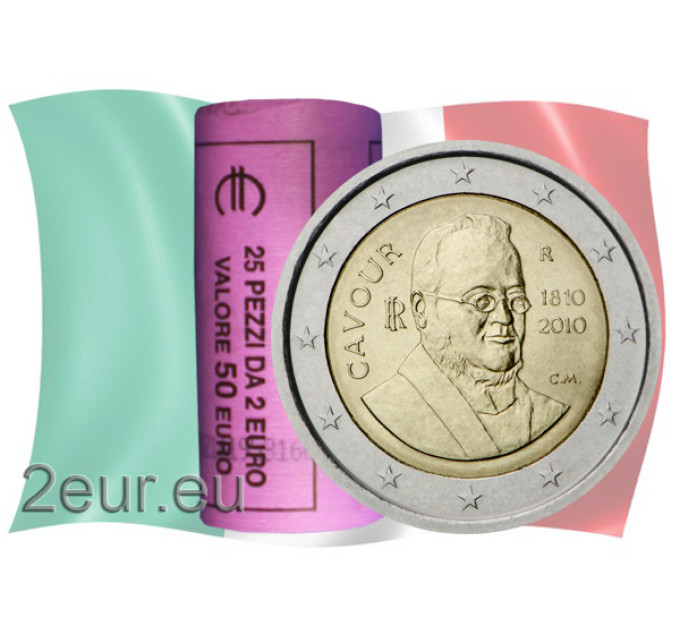 Italie 2 euros UNC rouleau 2010 - 200e anniversaire de Camillo Benso - Conte di Cavour