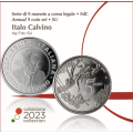 Italie Coffret euro BU + Pièce de 5 euros en argent 2023 - 100e anniversaire de la naissance d'Italo Calvino