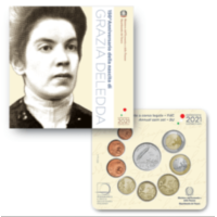Italie Coffret euro BU + Pièce de 5 euros en argent 2021 - Grazia Deledda
